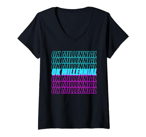 Femme ok millennial t-shirt avec col en v