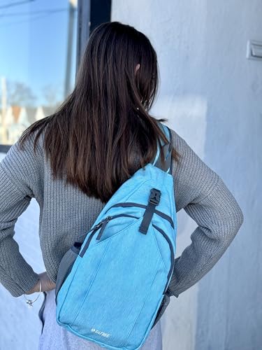 Image of G4Free Sling Bag for Men Women, RFID Blocking Crossbody Bag, Daily, Travel | Durable Polyester Fabric, 10L, Perfect for work, shopping, weekend outings, Hiking, Reversible Shoulder Strap, (Sky Blue)