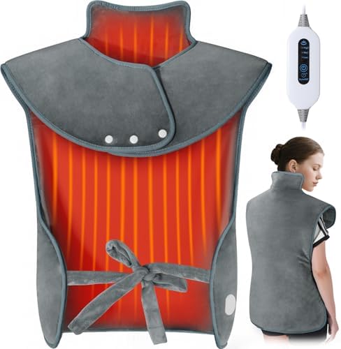 Heating Pad for Back Neck Shoulders, Large Wearable Relax Muscles, Birthday Gifts for Women Men Mom Dad Elderly, 3 Heat Settings/2-Hour Safe Auto-Off, 24