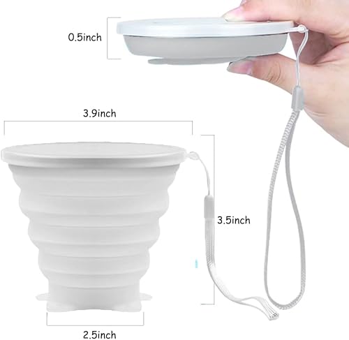 Miniatura 26 de Taza plegable de silicona, tazas plegables para campamento, taza plegable con tapas, taza de café plegable, taza reutilizable (azul) Azul,Azul