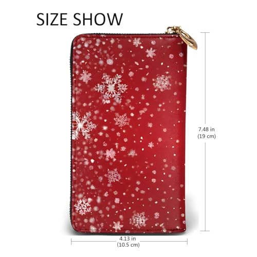 Christmas Long Leather Wallet,Large Capacity Soft Pu Leather Purse For Women With Multiple Card Slots Phone Pocket And Zipper Coin Purse Stylish Phone Card Holder Clutch 5