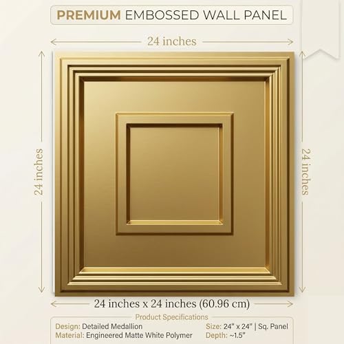 Image of Kayra Decor PVC Ceiling Panel 60x60 cm |Square Panel| Champagne Gold|50 Tiles Cover 200 Sq Ft| Modern False Ceiling|Royal & Elegant Finish