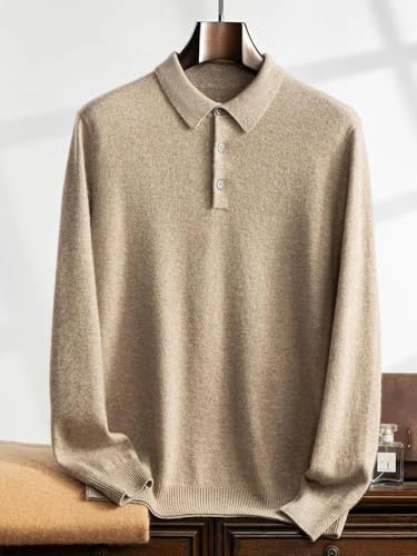 Men's Turn-Down Collar Cashmere Knitted Pullover Top Solid Color Casual Business Office Sweater2