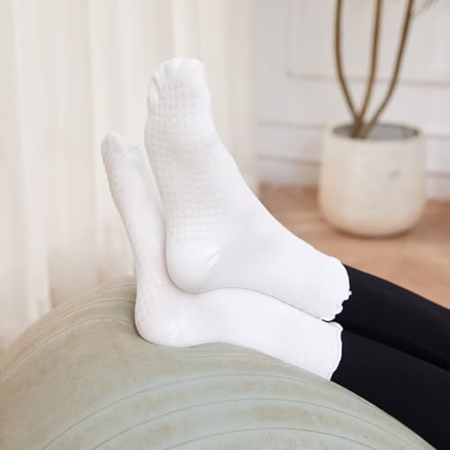 3 Pairs Pilates Socks with Grips Non-slip Ruffle Yoga Sock Grip Sock for Women2
