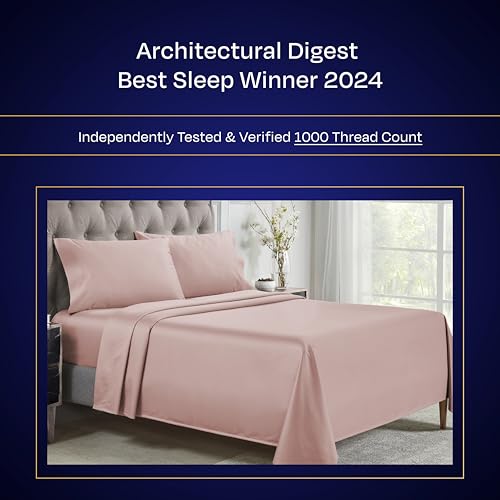 California Design Den Thick and Natural 100% Cotton Sheets Queen Size Bed Set - Luxury 1000 Thread Count Sateen, Deep Pocket Sheet Set, Soft, Breathable and Durable Bedding - Sepia Rose