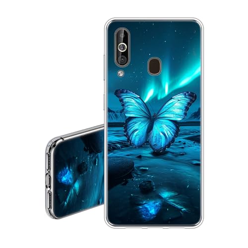 JEZSTHAI Funda Compatible con Samsung Galaxy A60,Flexible Suave Anti-Choques y Anti-Arañazos TPU Transparente Silicona Carcasa Protectora con Mariposa Dibujos Aesthetic