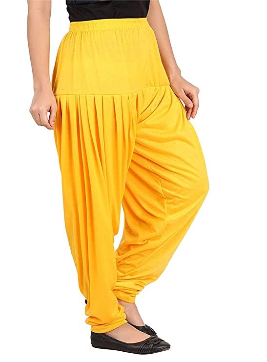 Image of Ultra Soft Rayon Viscose Solid Attractive Pleated Pattern Casual wear Patiala Pants for Womens