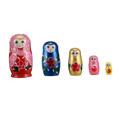 SUPVOX Nesting Doll Russian Doll Handmade Home Ornaments Safe Oil Paints Color for and Decor Fun Play and Storage