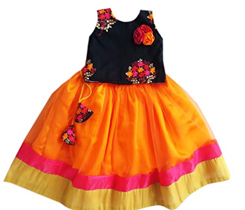 Stanwells Kids Lehenga Choli for Girls Silk Cotton Pattu Pavadai Embroidered Traditional Stylish Ethnic Wear Dress for Baby Girls
