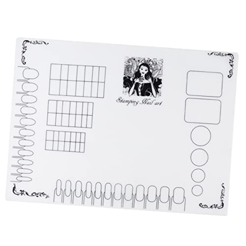 Mikikit Almohadilla de Silicona para Manicura Guía de Pegatinas para Estampado de Uñas Protector de Mesa para Diseño de Uñas Práctica y de Limpiar