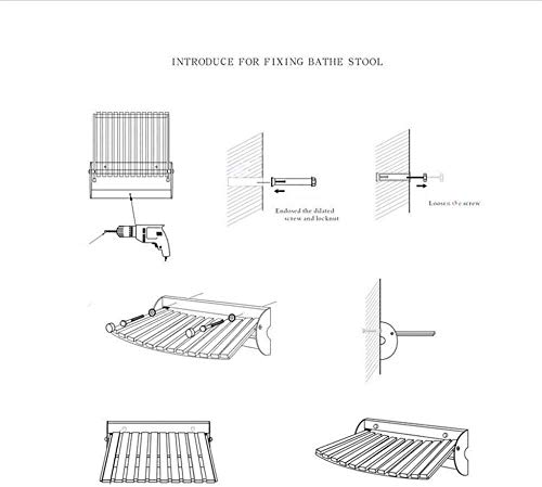 Asientos de ducha de madera maciza Home Essentials taburete de pared antideslizante 3