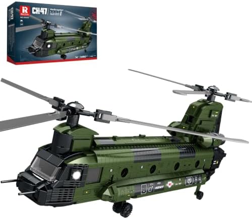 Reobrix CH-47 Hubschrauber Klemmbausteine Set Militär Helikopter Modell | 1490 Teile Hubschrauber Bausatz 33031,US Militärhubschrauber CH-47 Transporthubschrauber Modell,Militär Fl