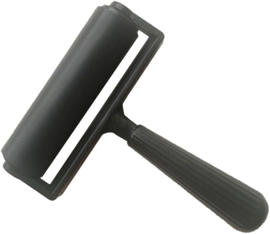 COOLHIYA Black Rubber Printmaking Roller Stamping Tool for Even Ink Application Craft Roller for Printmaking Stamping and Graphic Projects