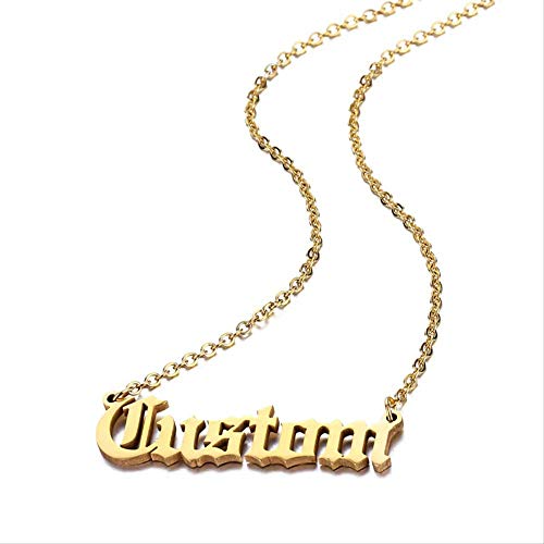 Preisvergleich Produktbild RUOHAN Personalisierte Namenskette, Namensschildketten Edelstahl, alte englische Art personalisierte Schmuckgeschenke