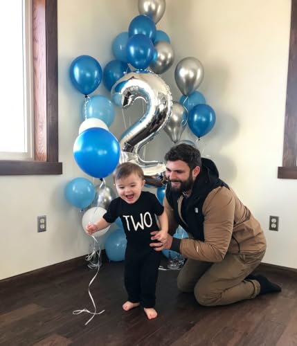 Image of 0 Balloon 40 inch Silver Number Balloons for 10th Birthday Party Decoration | Saturated Color, Large 40 in, With Straw & Hanging Hole, For Graduation Season, Thanksgiving, Anniversary, Christmas