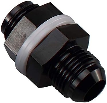 AC PERFORMANCE Black Aluminum Straight AN6 Fuel Cell Bulkhead Adapter Fitting -6 AN Locking Nut With Oil-resistant Washers for Fuel Tank