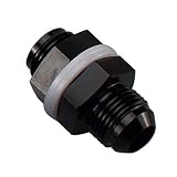 AC PERFORMANCE Black Aluminum Straight AN6 Fuel Cell Bulkhead Adapter Fitting -6 AN Locking Nut With