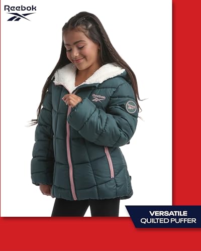 Reebok Girls Winter Coat - Heavyweight Quilted Sherpa Lined Parka Puffer Jacket - Warm Winter Jackets for Girls3