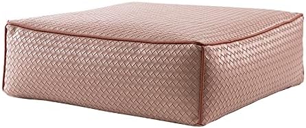 MOCOFO Home Decor 3D Woven Pattern Leather Sofa Stool PVC Modern Minimalist Square Plastic Leather Ottoman Pouf (Light Green,45x45x15cm)