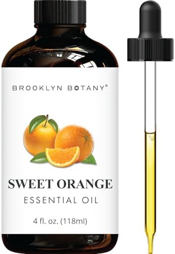 Brooklyn Botany Sweet Orange Essential Oil - Huge 4 Fl Oz - 100% Pure and Natural - Premium Grade with Dropper - for Aromatherapy and Diffuser