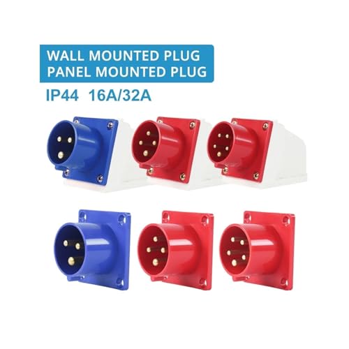 Conector estanco IP67 de 3 pines y 63A con tapa de seguridad fija 3