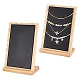PH PandaHall 2 Sets Holz-Halskettenständer Halskettenhalter Halsketten-Ausstellungsregal Organizer-Halter für mehrere Ketten mit Lederverkleidung für Juweliergeschäfte, Verkaufsstellen, schwarz