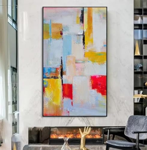 Grande peinture abstraite moderne pour salon colorée 60x122cm AEFOUU