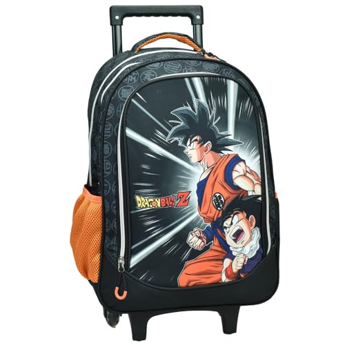 PRESTIGE & DELUXE Trolley Zaino Compatibile Con Dragon Ball Z Scuola Primaria 46 cm, Manico Telescopico, 2 Scomparti, Tasche Laterali Alta Qualità, Bambini dim. 48x33x28cm
