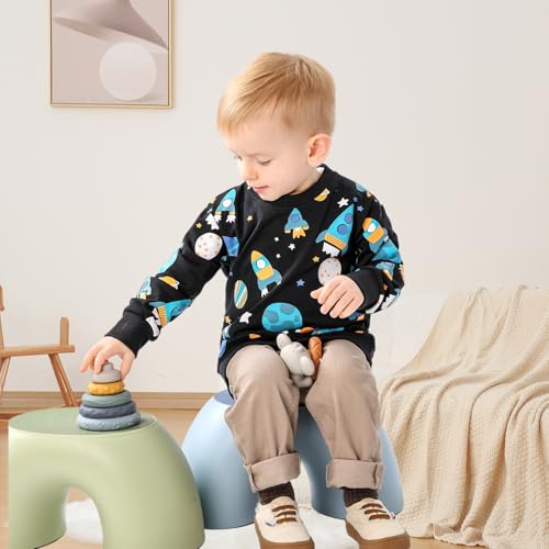 GFQLONG Toddler Boy Sweatshirts,Boys Pullover Crewneck Long Sleeve Shirts,Cotton Dinosaur Cartoon Sweaters Tops4