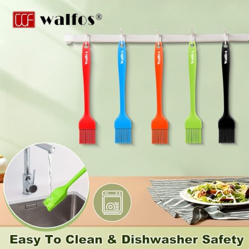 Image of Walfos Silicone Pastry Brush, 600℉ Heat Resistasnt Basting Oil Butter Sauce Brush for Baking,BBQ Grill,Kitchen Cooking,BPA Free and Dishwasher Safe (5 Pcs)