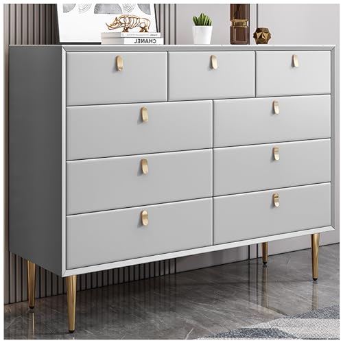 FICHET Commode Blanche Commode à 9 Tiroirs, Dressers Bedroom Funiture, Rock Slab Countertop Wood Dresser, Chest of Drawers Dresser for Bedroom, Larger Drawer...