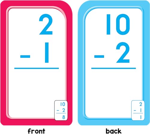 School Zone Subtraction 0-12 Flash Cards: 56 Cards, 1st Grade, 2nd Grade, Numbers 0-12, Differences, Early Math, Problem Solving, Subtraction Problems, Counting, Ages 6+