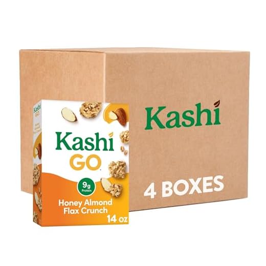 Kashi GO Cold Breakfast Cereal, Fiber Cereal, Vegetarian Protein, Honey Almond Flax Crunch (4 Boxes)