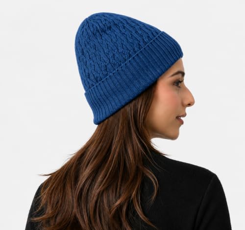 Image of AMOLDO Unisex Woolen Beanie Cap | Warm Winter Hat - Zigzag Design