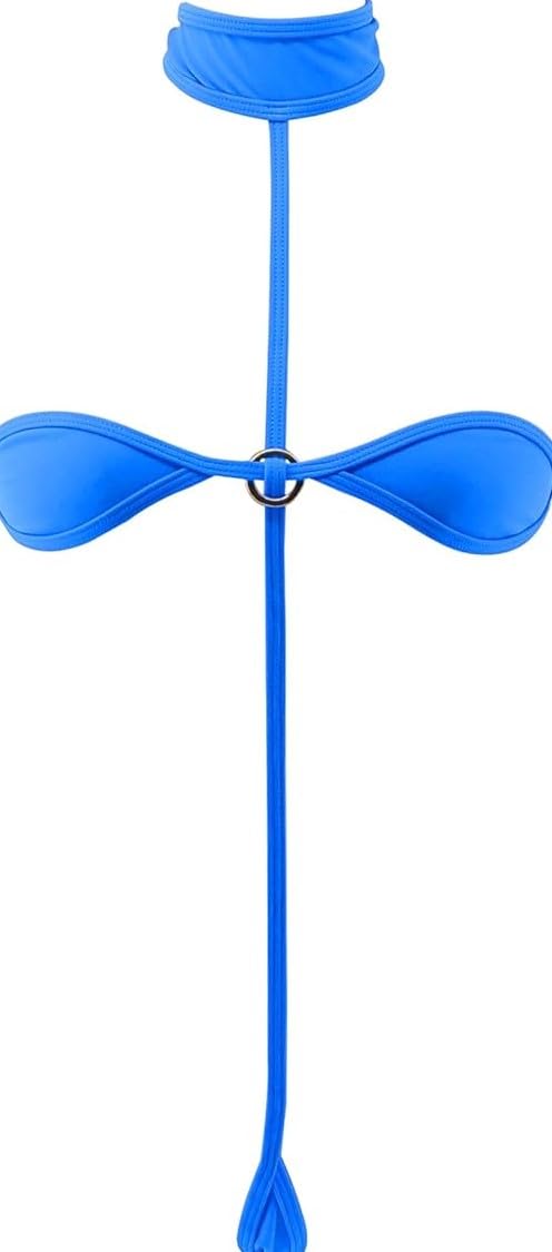 Women's High Neck Halter Bikini Top with Ring Detail, Royal Blue-image-21
