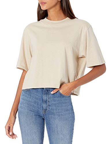 The Drop Damen Sydney T-Shirt, kurzer Cropped-Stil, Rundhalsausschnitt, Sand, S