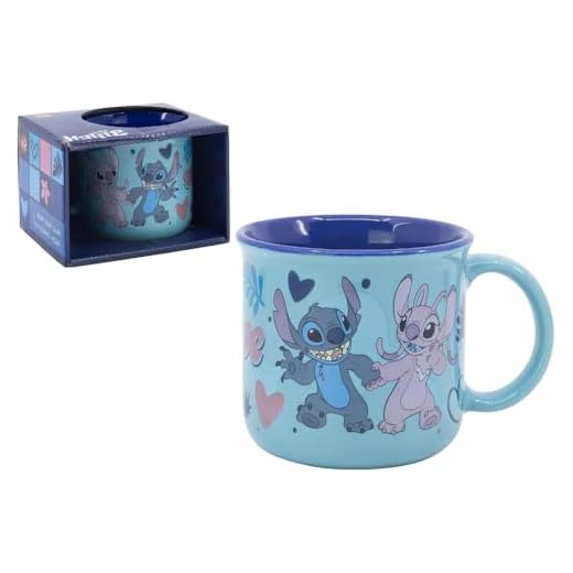 CARTOON Taza Stitch y Angel Disney doble color modelo mug cerámica taza tazón desayuno 355ml para niños