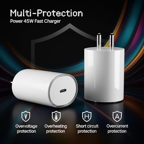 Image of 45W Fast Charger for Nothing Phone 3A /2A /2 /1, CMF Phone 1 | PPS PD 3.0 Type-C Wall Adapter | BIS Certified | Compatible with Nothing 3A Pro /2A Plus | White