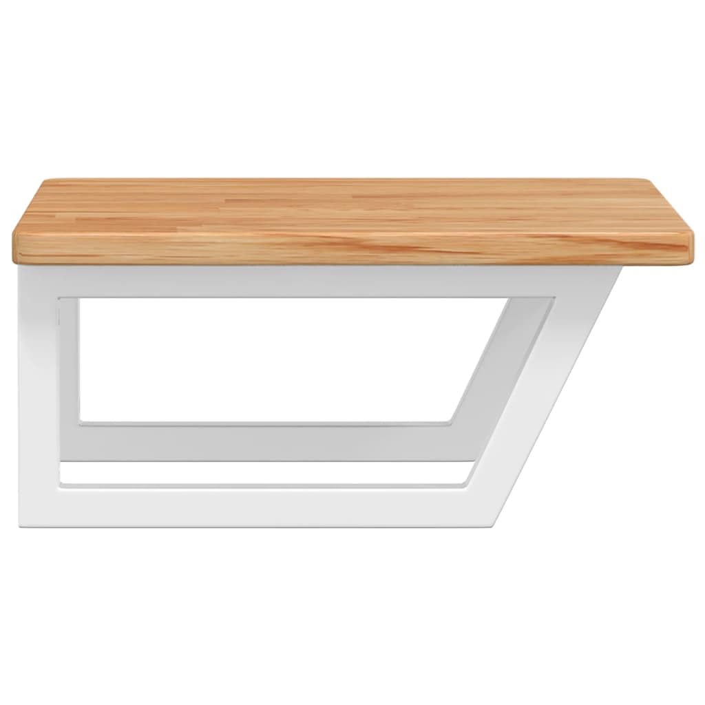 Piano per lavabo in legno di rovere massiccio con supporto in acciaio, 50 x 50 cm, trapezoidale, portata fino a 100 kg, soluzione salvaspazio per lavabo e WC degli ospiti, facile da montare