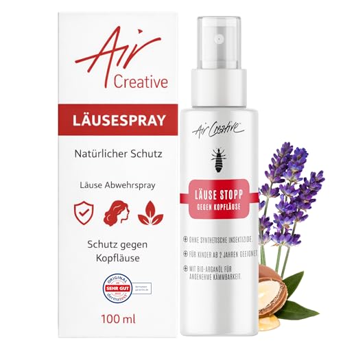Air Creative - Läuse Abwehrspray Kinder - Schutz gegen Kopfläuse & Nissen - Läusespray zur Vorbeugung inkl. Läusekamm - schützt & erleichtert das Kämmen 100 ml (1er Pack)
