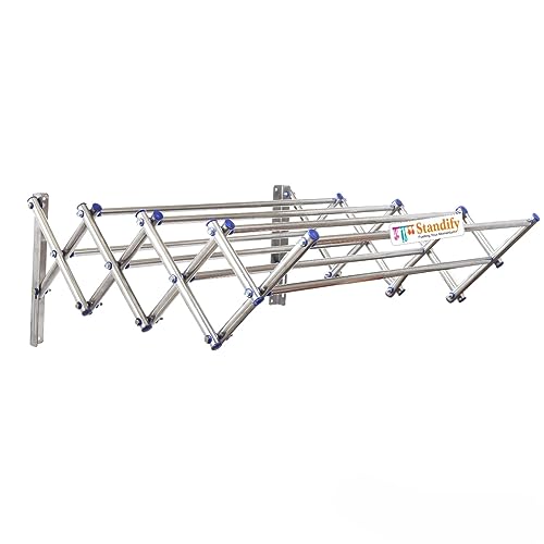 STANDIFY-Stainless-Steel-Wall-Mounted-Foldable-Cloth-Drying-Rack-Cloth-Drying-Stand-Laundry-Organizer-Stand-8-Rods-of-36-Inch-Each