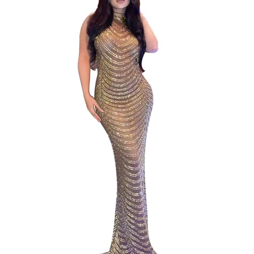 Nagfar Women Rhinestone and Sequin Birthday Party Sexy Club Night Out Holiday New Years Formal Dress2