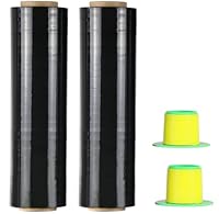 CHUANGSEED Stretchfolie Packfolie Schwarz 2 Rollen Strechfolienrolle Palettenfolie mit Drehbarer Hülse,400mm x 250m Handfolie Wickelfolie