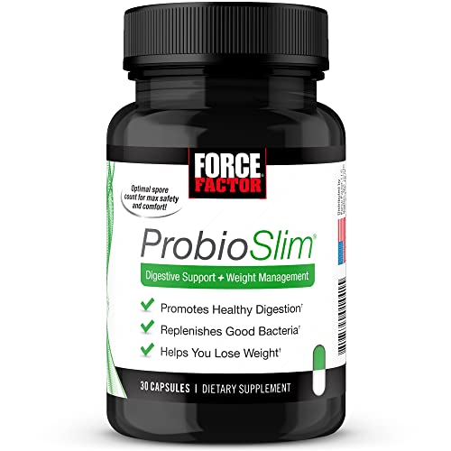 ProbioSlim Probiotic and Weight Loss Supplement for Women and Men with Probiotics, Burn Fat, Lose Weight, Reduce Gas, Bloating, Constipation, and Support Digestive Health, Force Factor, 30 Capsules