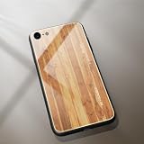  HANASE Funda para teléfono de Grano de Madera para iPhone 6 s 6s 7 8 Plus 7Plus 8Plus para iPhone 11 Pro 12 Mini X XR XS MAX SE 2020 Cubierta Dura de Vidrio Templado, M3, para iPhone XS MAX