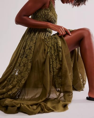 Gacaky Summer Dress for Women Casual Lace Floral Embroidered Bohemian Maxi Dress Flowy A Line Beach Long Dress4