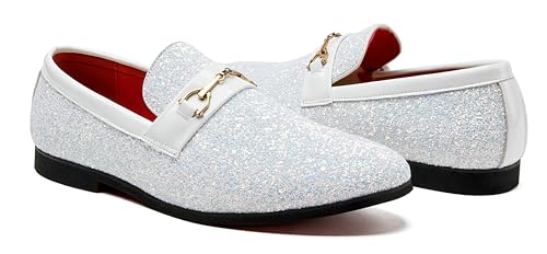 Men Loafer Metallic Textured Slip-on Glitter Sequins Fashion Wedding Dress Shoes Golden