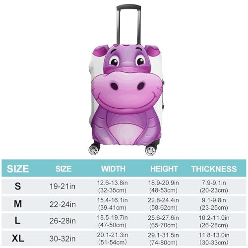 Cartoon Purple Hippo Luggage Cover, Washable Elastic Suitcase Cover Protector Fit 18-32 Inch Luggage2