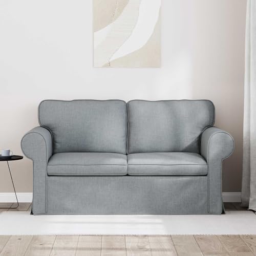 Sofá de 2 plazas gris claro de 155 cm con marco de metal resistente para salón 5
