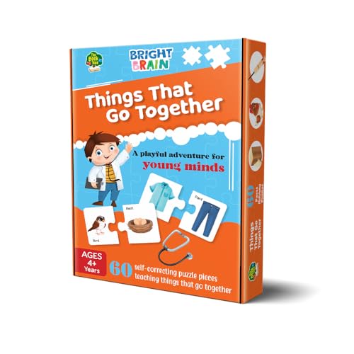 THE BOOK TREE Bright Brain Things That Go Together 60 (30 Sets) Piece Jigsaw Puzzle For Preschoolers, Educational Toy For Learning Matching Pictures With It'S Pair By Majestic Book Club, For Kid